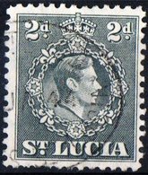 SAINT LUCIA, COLONIA BRITANNICA, BRITISH COLONY, COMMEMORATIVO RE GIORGIO VI, 1943, USATI, Mi. 103C, Scott 114 - Ste Lucie (...-1978)