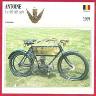 Antoine 3 1/2 HP (415 Cm3), Moto De Tourisme, Belgique, 1905, La Veuve Méconnue - Sport