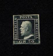 1859 OLD STATE ITALY SICILY 20 GRANA NOT USED OG CERTIFIED LUX STAMPS SASSONE 13 A POSITION PLATE 14 CATALOGUE € 14.000 - Sicilië