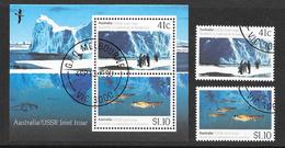 Australia - 1990 Antarctic Scientists Co Operation - Joint Issue With USSR - M/Sheet & Stamps Used - Used Stamps