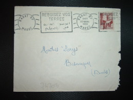 LETTRE TP 15F OBL.MEC.27 NOVE 1952 RABAT RP MAROC + OBL.MEC. Dateur Muet + REBOISEZ VOS TERRES - Covers & Documents