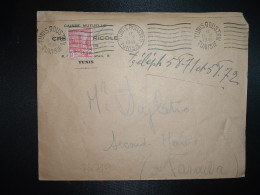 LETTRE TP 15F OBL.MEC.25 X 1949 TUNIS ROUSTAN TUNISIE + CREDIT AGRICOLE + BANQUE - Cartas & Documentos