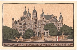 SCHWERIN Mecklenburg Steindruck Color Litho Schloß Von Der Stadtseite TOP-Erhaltung Ungelaufen - Schwerin