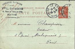 France Repiquage   De La Librairie Havraise  Le 18 11 1910  Entier Postal  DU 10 C - AK Mit Aufdruck (vor 1995)
