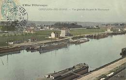 - Dpts Div.-ref-AD63- Yvelines - Maurecourt - Vue Generale Du Port- Peniche - Peniches - Batellerie - Carte Colorisee - - Maurecourt