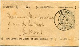 FRANCE BANDE-JOURNAUX DU 1 C. GRIS TYPE BLANC AVEC REPIQUAGE RELIGIEUX DEPART LE MANS 9-1-06 SARTHE POUR LA FRANCE - Bandes Pour Journaux