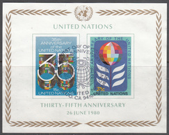 UNITED NATIONS     SCOTT NO.  324     USED SOUV. SHEET    YEAR  1980 - Usados