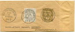 FRANCE BANDE-JOURNAUX DU 1 C. GRIS TYPE BLANC AVEC AFFR. COMPLEMENTAIRE DEPART FELD-POSTSTATION N°6 DER 6 ARMEE 28/7.... - Newspaper Bands