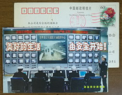 Video Monitoring System,China 2001 Xiangfan City Public Security Road Traffic Command Center Advert Pre-stamped Card - Police - Gendarmerie