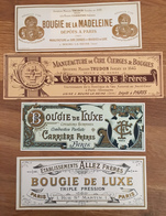 Lot De 4 Belles étiquettes Chromolithographie Lith. Viellemard & Ses Fils, Bougies De Luxe - Autres & Non Classés