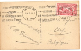 Légion Américaine 90c Seul Sur Carte Postale Grenoble Oblitéré Grenoble Gare Pour La Belgique - 1921-1960: Moderne