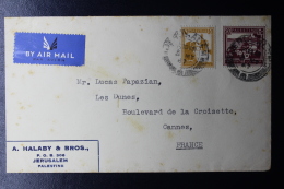 Palestine:  Airmail Cover Jerusalem To Cannes  Mixed Stamps 1947 - Palestina