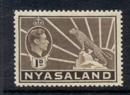 Nyasaland 1938-44 KGVI & Leopard 1d Brown MLH - Nyassaland (1907-1953)