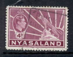 Nyasaland 1938-44 KGVI & Leopard 4d FU - Nyasaland (1907-1953)