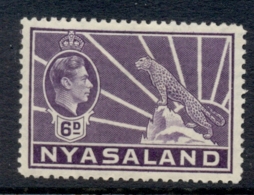 Nyasaland 1938-44 KGVI & Leopard 6d MLH - Nyassaland (1907-1953)