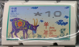 MACAU ATM LABELS, YEAR OF THE GOAT ISSUE 1PAT, LOT OF 10 LABELS, ALL FINE UM MINT - Automaten