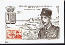 FEZZAN - Carte Maximum Territoire Militaire Du Fezzan "Colonel Jean Colonna D'Ornano Alger" Cachet 1950 - B/TB - - Storia Postale