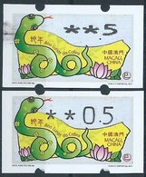 MACAU ATM LABELS, YEAR OF THE SNAKE ISSUE 50 AVOS X 2 LABELS, ALL FINE UM MINT - Automatenmarken