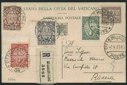 1933 Vaticano, Int. Postale 50 Cent. Raccomandato Per Roma Con Serie Completa Anno Santo - Covers & Documents