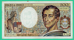 200 Francs -  France -  Type  Montesquieu - N°  B.100 695464  1990  - TB+ - - 200 F 1981-1994 ''Montesquieu''