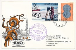 BELGIQUE / SINGAPOUR - 2 Env. SABENA - 1ere Liaison Aérienne - BRUXELLES / SINGAPOUR - 1.4.1972 Et Retour - Altri & Non Classificati