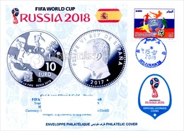 ARGHELIA - Philatelic Cover SPAIN 10 € Coins Banknotes Currencies Money FIFA Football World Cup Russia 2018 Münzen - 2018 – Russia