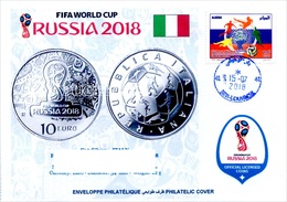 ARGHELIA - Philatelic Cover ITALY ITALIA 10 € Coins Banknotes Currencies Money FIFA Football World Cup Russia 2018 - 2018 – Rusland