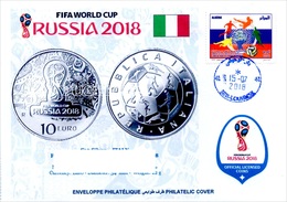 ARGHELIA - Philatelic Cover ITALY ITALIA 10 € Coins Banknotes Currencies Money FIFA Football World Cup Russia 2018 - 2018 – Russia