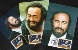 Romania - Set 3 Maximum Cards With L.Pavarotti Concert In Bucharest In 1999, The Day Of The Total Solar Eclipse 4/scan - Singers