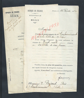 2 LETTRES DE 1920 BANQUE DE FRANCE À MEAUX POUR Mr PAJARD EMILE MARCHAND DE BOIS À COULOMMIERS  : - Manuscrits