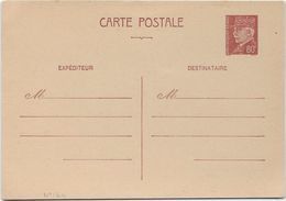 France Entiers Postaux -Type Pétain 80 C Brun - Carte Postale - Standard Postcards & Stamped On Demand (before 1995)