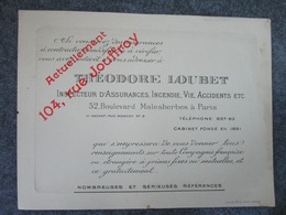 THEODORE LOUBET - Inspecteur D'Assurances, Incendie, Vie, Accidents Etc.... - 104, Rue Jouffroy - Arrondissement: 17