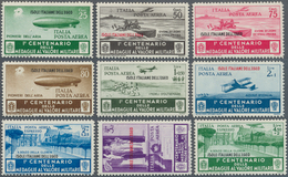 Ägäische Inseln: 1935, Medal Of Military Valor, Complete Set Of 9 Airmail-stamps, VF Mint Lightly Hi - Egeo