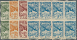 Andorra - Spanische Post: 1932, Not Issued Airmail Set Of 12 In Blocks Of Eight, Mint Never Hinged A - Other & Unclassified