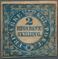 Dänemark: 1851 "2 R.B.S." Blue, Later Printing, MINT With Hinge Mark And Large Part Original Gum, Co - Neufs
