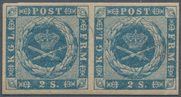 Dänemark: 1855, 2 Sk Blue, Horizontal Pair With Good To Wide Margins, F/VF Mint Never Hinged Conditi - Nuovi