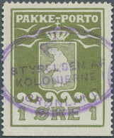 Dänemark - Grönländisches Handelskontor: 1915, 1 Ore Greenolive, Imperforated At Bottom, Violet Canc - Sonstige & Ohne Zuordnung