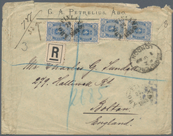 Finnland: 1889, Registered Letter Franked With Two Vertical Pairs Of The 25 P. Arms Stamp From ABO V - Ongebruikt