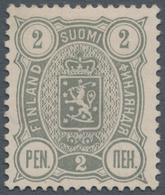 Finnland: 1895, Definitives Coat Of Arms With Bilingual Currency Name, 2p. Grey With Perforation 14: - Ongebruikt