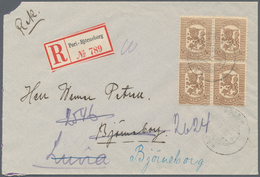 Finnland: 1918, 100 P. Waasa, Block Of Four On Registered Letter From "PORI-BJÖRNEORG". Envelope Wit - Nuovi