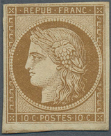 Frankreich: 1850, 10c. Bistre, Fresh Colour, Close To Large Margins With Parts Of Lower Adjoining St - Autres & Non Classés