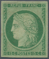 Frankreich: 1849 15c Yellow-green, Very Fresh Colour, Mint With Original Gum, Very Fine, Very Rare, - Andere & Zonder Classificatie