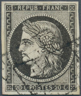 Frankreich: 1849, 20 C. Black On Yellow, Good To Wide Margins All Around With „Grille”-cancel (Yver - Other & Unclassified