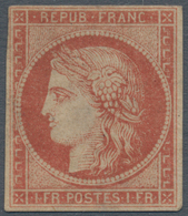 Frankreich: 1849 1 Franc Vermilion, An Mint Example With Clear To Large Margins All Around, Fresh Co - Altri & Non Classificati