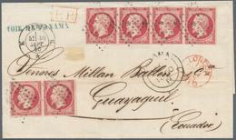 Frankreich: 1860, Fine Letter Sent From PARIS To Guayaquil, Ecuador Via London And Panama. This Lett - Andere & Zonder Classificatie