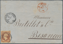Frankreich: 40c Napoleon, Large Margins, Tied By Swiss La Chaux De Fonds 12 Nov 1859 Cds To Letter ( - Andere & Zonder Classificatie