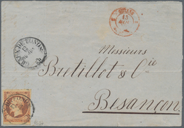 Frankreich: 40c Napoleon, Large Margins, Tied By Swiss La Chaux De Fonds 12 Nov 1859 Cds To Letter ( - Other & Unclassified