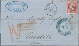 Frankreich: 1867, Napoleon Laurée 80 C. Tied "82" To Folded Envelope "CETTE 31 MAI 67" To Warsaw/Pol - Andere & Zonder Classificatie