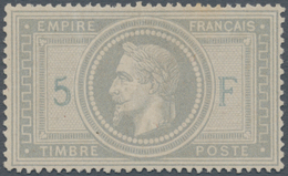 Frankreich: 1869 Napoleon III. 5fr. Grey-violet, UNUSED Without Gum, With Traces Of Light Creases An - Andere & Zonder Classificatie