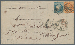 Frankreich: 1871, 20 C And 40 C On Folded Letter From Le Havre To New York With Handwritten "par Ste - Other & Unclassified